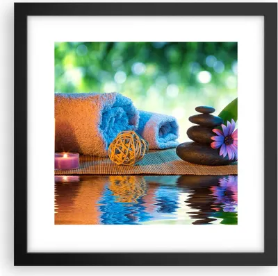 Produktbild von Gerahmtes Poster - Schwarzer Rahmen - Natur Entspannung Spa Kerzen - 30x30 cm - Wand Bild - Wanddeko - Wandbilder - Wandposter - Bilderrahmen - Bilder - Kunstdruck - Wandbild - P2BAC30x30-2554