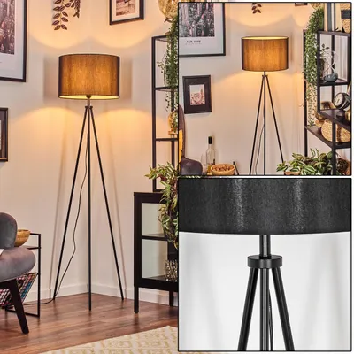 Produktbild von Tubione Stehlampe aus Holz/Metall mit Schirm aus Stoff (Ø 38 cm)