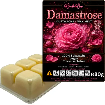Produktbild von WonderWax Duftwachs Wax Melts für Duftlampe, 6 Würfel Duftmelt Wachsmelt Sojawachs Duftwachs Würfel für Raumdüfte, Wachs Duftöl Winter Indoor Schmelzen für Aromalampe Damastrose