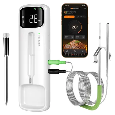 Fleischthermometer mit 2 Sonden, drahtlos und kabelgebunden, Bluetooth