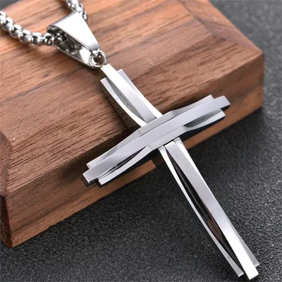 Image de Collier SI-39020 Cross en Argent pour Homme - 60 cm KP39020