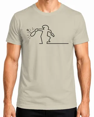 Produktbild von La Linea Balum Strichmännchen Cartoon Osvaldo Cavandoli Nostalgie Herren T-Shirt, Natur, L