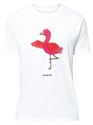 Produktbild von Mr. & Mrs. Panda Größe L T-Shirt Flamingo Yoga - Weiß - Geschenk, Tshirt, Baum, Yogi, Shirt, Entspannung, Rosa, mit Spruch, Urlaub