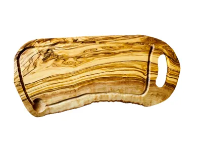 Produktbild von Steakbrett RUSTIKAL mit Grifflasche und Saftrille, (Längew ca. 50-55 cm)