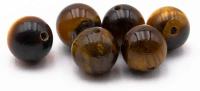 Produktbild von Vintageparts Perlen aus natürlichem Tigerauge braun rund 8 mm für edlen Schmuck, 6 Stück
