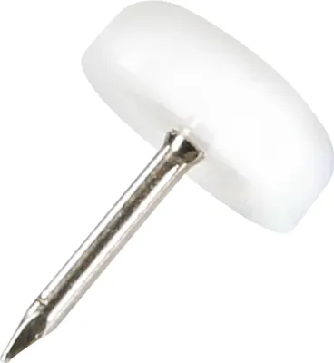 Produktbild von Adsamm® | 100 x Kunststoffgleiter mit Nagel | Ø 15 mm | Weiß | rund | Möbelgleiter mit Stift in von Adsamm®