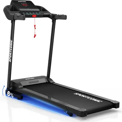 Obrázok produktu pre Sportconic Elektrický Bežecký Pás Skladací 12 km/h, Sklon, 12 Programov, LED Displej, Pulzomer, Tichý a Kompaktný