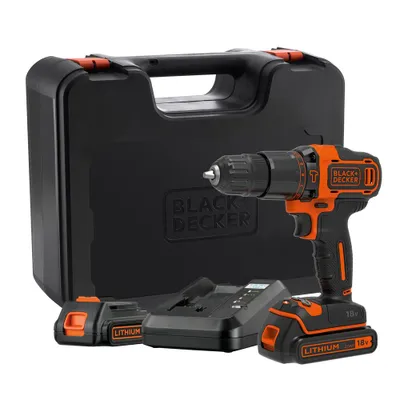 Produktbild von Black & Decker BDCHD18K1B2-QW, Handbohrmaschine, 1400 RPM, 1 cm, 360 RPM, 21000 BPM, Akku