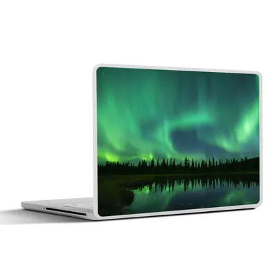 Produktbild von MuchoWow® Laptop Aufkleber Sticker Cover Nordlicht - Bäume - Wasser - Alaska 36.5x27.5 cm - Laptop-Sticker