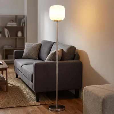 Produktbild von LED Stehleuchte KLADORA, Metall, Silber, E27, Fußschalter, H 157 cm