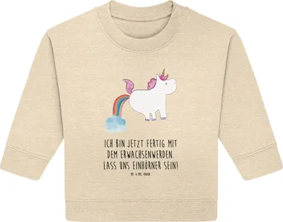Produktbild von Mr. & Mrs. Panda Organic Baby Pullover Einhorn Pupsen 12. - 18. Monat - Natural Raw - Geschenk, Bullover, Lustig, Regenbogen, Glitzer, Freundin, Unicorn, Pups