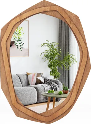 Obrázok produktu pre Nepravidelné nástenné zrkadlo COSTWAY s HD odrazom, drevený rám, asymetrické zrkadlo 89,5x66cm