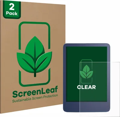 Produktbild von 2x ScreenLeaf Schutzfolie für Amazon Kindle Reader 2022 / 2024 nachhaltiger Displayschutz Display Schutz Folie Klar Transparent