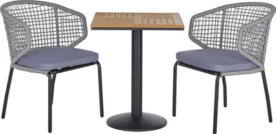 Obrázek produktu pro BELIANI Bistro set černé a šedé hliníkové oceli polyesterové polštáře se 2 proutěnými židlemi venkovní terasa balkon zahradní nábytek