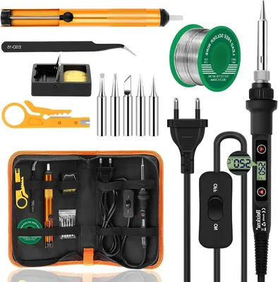 Immagine prodotto di Set di saldatore - Utensile elettrico - Versatile per riparazioni - Temperatura regolabile - 80 Watt - Nero