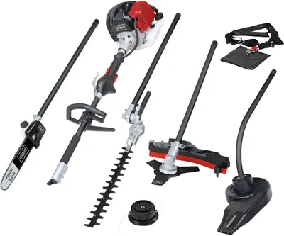 Produktbild von Scheppach Benzin Motorsense MTC42-5P | 1,5PS - 2-Takt Motor | 42,7cm³ | 5in1 | Rasentrimmer | Heckenschere | Hochentaster | Laubbläser | Schultergurt