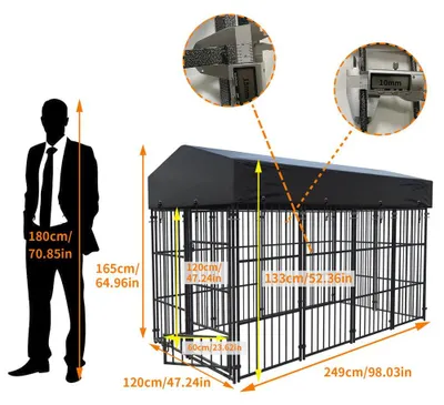 Immagine prodotto di Recinzione per cani - Kennel per cani - Gabbia per cani - Rifugio per cani - Recinti per animali domestici - Struttura in metallo resistente