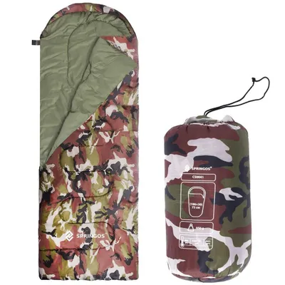 Immagine prodotto di SPRINGOS sacco a pelo piumino 73 x 210 cm incl. sacco a pelo Mummy outdoor per escursioni picnic campeggio festival piumino con cappuccio