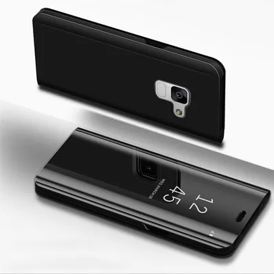 Produktbild von Handyhülle für Samsung Galaxy A8 2018 Smart Cover Schutzhülle Clear View Case Schwarz