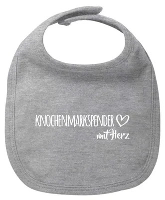 Produktbild von Huuraa Baby Lätzchen Knochenmarkspender mit Herz Heather Grey Klettverschluss  Baumwolle Latz Geschenkidee