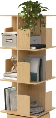Produktbild von ML-Design Drehbares Bücherregal Kinder mit 3 Ebenen & 12 Fächern Beige 40x94x40cm Standregal freistehend Drehregal 360° Lagerregal für Wohnzimmer Büro