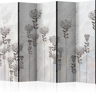 Produktbild von Akusticher Raumteiler Blumen Foto Paravent 225x172 cm beidseitig auf Vlies-Leinwand bedruckt Akustikschaum Trennwand Spanische Wand Sichtschutz Home Office Natur beige b-C-0048-z-c