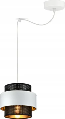 Produktbild von LUXOLAR - Led Pendelleuchte mit Netz - Deckenleuchte Weiß-Schwarz E27 60W - Hängelampe für Wohnzimmer, Küchen