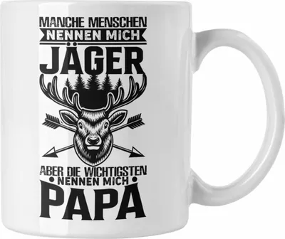 Produktbild von Trendation - Jäger Papa Vater Geschenke für Männer Tasse Geschenkidee Vatertag (Weiß)