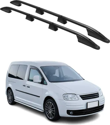 Image de Barres de toit longitudinales pour VW III Caddy 2003-2015 L2 Long Alu Noir 2x