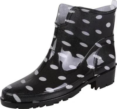 Produktbild von Schwarze, kurze Gummistiefel Regenstiefel Gartenstiefel mit weißen Tupfen LEMIGO 37 EU / 4.5 UK
