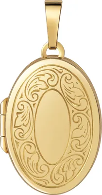 Produktbild von Amulett Medaillon 750 Gold oval Anhänger zum Öffnen für 2 Bilder Goldanhänger + Kette 70 cm
