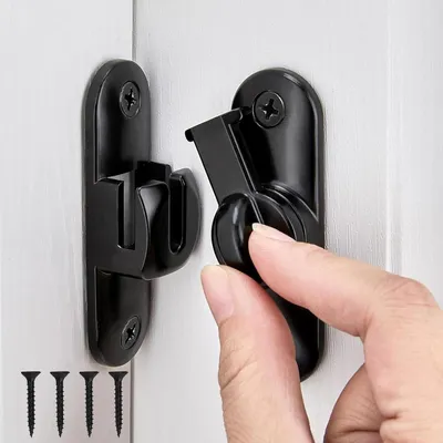 Imagen del producto de Cerradura para puertas correderas, aleación de zinc, rotación de 90/180°, color , con tornillos, para uso en interiores