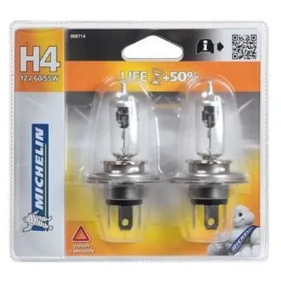 Image de 2 ampoules Michelin Life +100 % H4 feux de route 12 V 60/55 W P43t halogène 008714