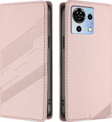 Image de Etui pour ZTE Blade V50 Vita, étui portefeuille en cuirPolyuréthaneavec fente pour cartes et fonction stand Rose