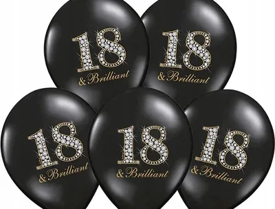 Immagine prodotto di Palloncini con stampa 18° compleanno, 5 pezzi, 1 confezione.