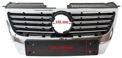 Produktbild von VW Passat B6 05-10 Kühlergrill zwischen den Scheinwerfern, breites Kennzeichen ohne Löcher für PDC
