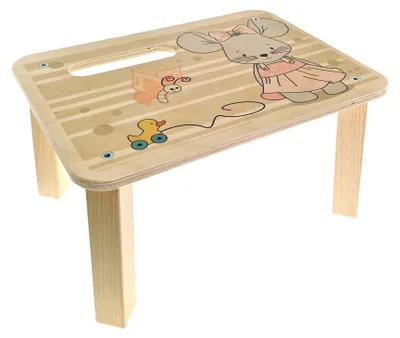 Produktbild von Hess Holzspielzeug 30372 - Fußbank aus Holz, Maus Ella, Tritthocker für Kinder,