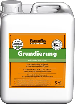 Produktbild von Racofix Grundierung 5 kg, lösemittelfrei, schnell trocknend, für saugende und absandende Untergründe Innen & Außen