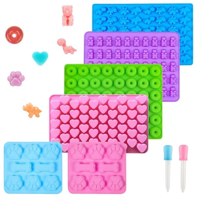 Produktbild von Silikon Backmatten Set für Hundeleckerlies 6-teilig mit Pipette & Pinsel, BPA-frei, spülmaschinenfest