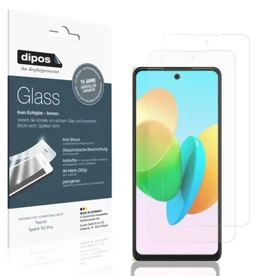 Produktbild von 2x Schutzfolie für Tecno Spark 50 Pro matt - Anti-Shock 9H Folie dipos Glass Kunststoffglas