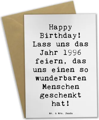 Produktbild von Mr. & Mrs. Panda babykarte Spruch 1996 Geburtstag - Weiß - Geschenk, dankeskarten, hochzeitskarten, Glückwunsch, einladungskarten, neujahrskarte, Geburtstagswitz, Alter