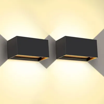 Produktbild von LED-Wandleuchte Kingwen, 20 W, 3000 K, IP65, schwarz, 2er-Set.