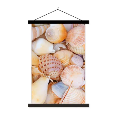 Produktbild von MuchoWow® Textilposter Muscheln - Strand - Sommer - Orange 40x60 cm mit schwarzem Rahmen - Wanddekorationen