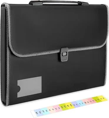 Produktbild von Famanu Dokumentenmap mit Fächern - Papierorganizer - 13 Fächer A4 - Schwarz
