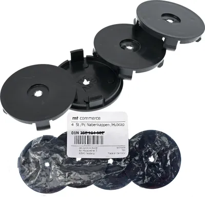 Produktbild von 4X 55,5mm Nabenkappen Felgen Deckel Radnaben Kappen Schwarz Flach kompatibel mit Borbet