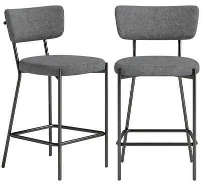 Immagine prodotto di Sgabello da bar, composto da 2 pezzi, con schienale | Colore: Grigio | Dimensioni: 49x53x93 cm