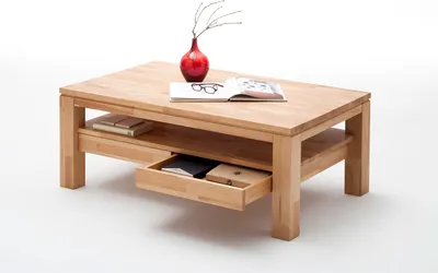 Produktbild von Couchtisch Wohnzimmertisch Kernbuche-massiv Schublade rechteckig geölt 115 cm