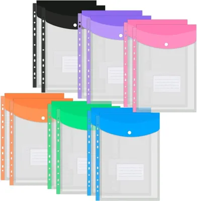 Imagen del producto de Fundas de plástico A4, transparentes, 12 unidades, para la organización de documentos