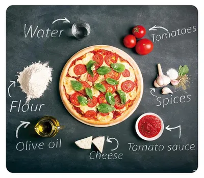 Obrázok produktu pre KESPER Viacúčelová Krájacia Doska 56 X 50 cm Sklo Motív Pizza 36598