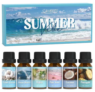 Produktbild von Ätherische Öle Set Sommer Aromatherapie Duftöl für Diffuser Kerzenherstellung 6er Set